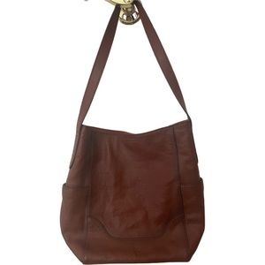 Frye Leather Side Pocket Hobo - Cognac